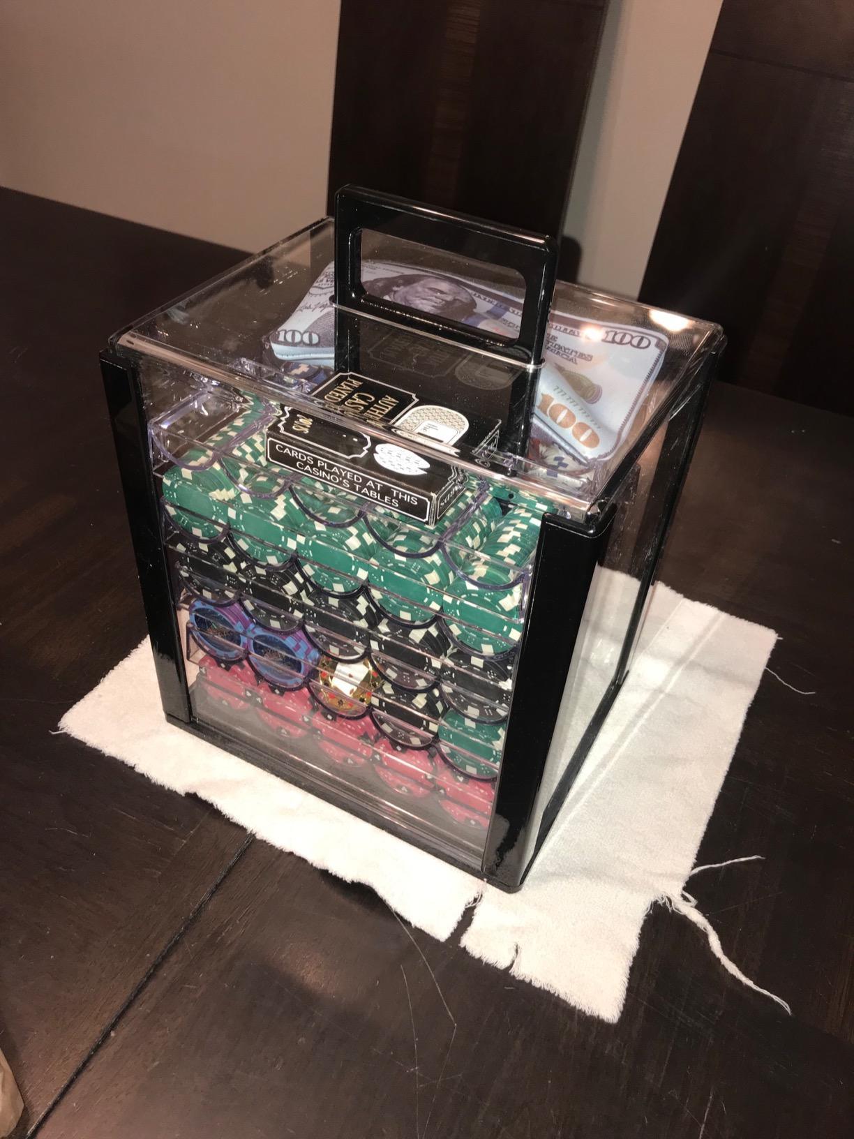 OEM 1000 CT. Hard Clear Acrylic Poker Chip Case Professional Carrying